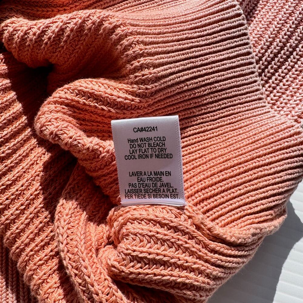 YFB Young Fabulous Broke Knit Sweater Apricot Pink Balloon Sleeve Women’s Medium - Picture 15 of 16